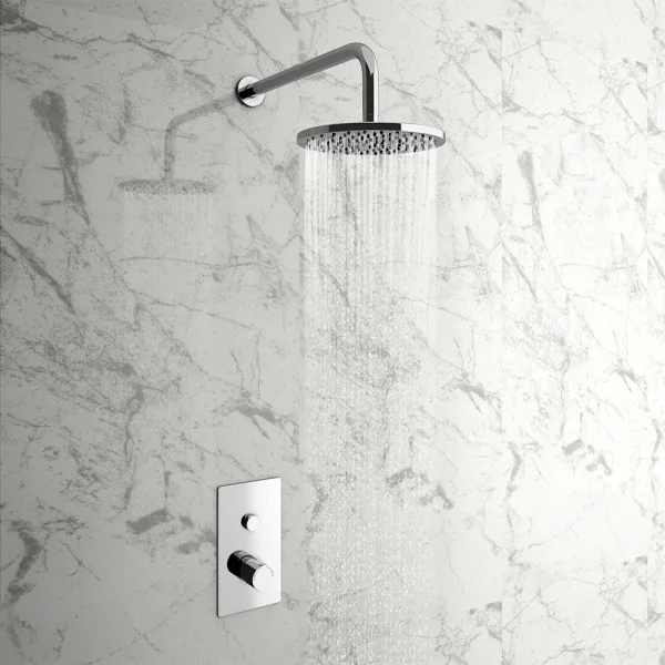 Cruze Round Concealed Push Button Valve + Rainfall Shower Head