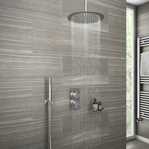 Cruze Twin Shower Valve Includes Outlet Elbow, Handset and Ultra Thin Head with Vertical Arm