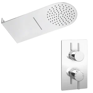 Cruze Shower Package with Valve and Flat Dual Fixed Shower Head (Waterfall / Rainfall)