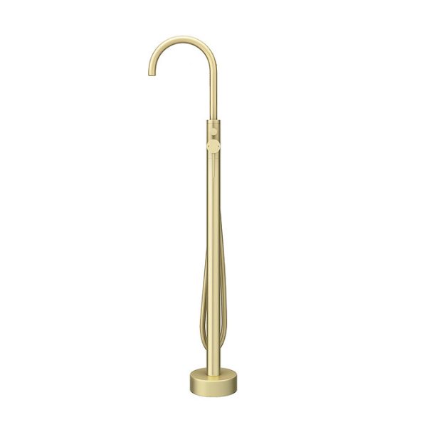 Arezzo Brushed Brass Freestanding Bath Tap with Shower Mixer - Image 7