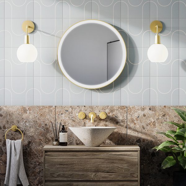 Arezzo Round Brushed Brass Wall Mounted (3TH) Basin Mixer Tap - Image 2