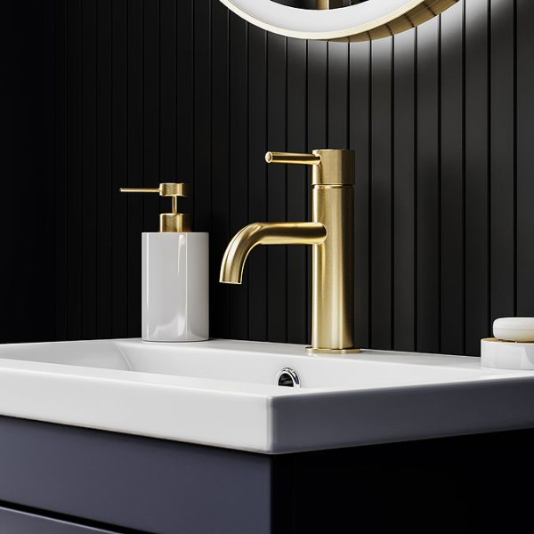 Arezzo Round Brushed Brass Basin Mono Mixer Tap - Image 5