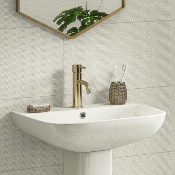 Arezzo Round Brushed Brass Basin Mono Mixer Tap - Image 6