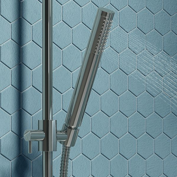 Cruze Chrome Round Bar Shower Valve incl. Slide Rail Kit with Pencil Handset - Image 6