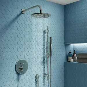 Cruze Chrome Shower System (Valve incl. 200mm Fixed Head + Slide Rail Kit with Handset)