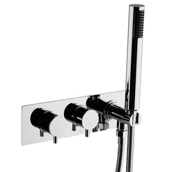 Cruze Round Wall Mounted Thermostatic Shower Valve with Handset + 300mm Fixed Shower Head - Image 7