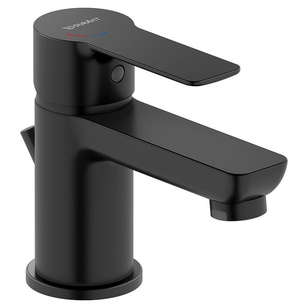 Duravit D Code Small Basin Mixer Tap with Pop Up Waste   Matt Black - Image 2