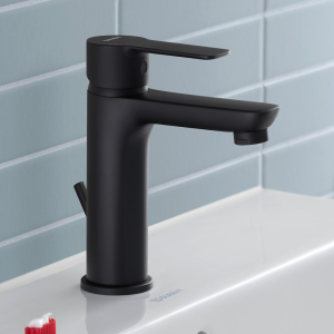 Duravit D Code Medium Basin Mixer Tap with Pop Up Waste   Matt Black