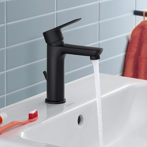 Duravit D Code Medium Basin Mixer Tap with Pop Up Waste   Matt Black - Image 3