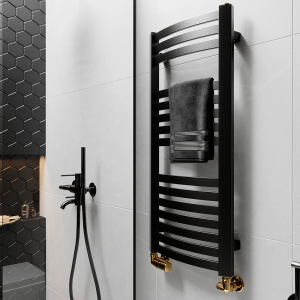 Terma Dexter Matt Black Heated Towel Rail 860 x 400mm