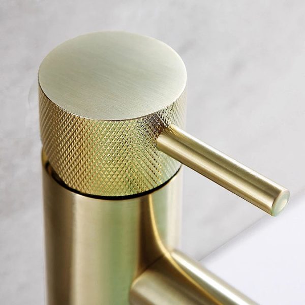 JTP Vos Brushed Brass Tall Single Lever Basin Mixer with Designer Handle - Image 2