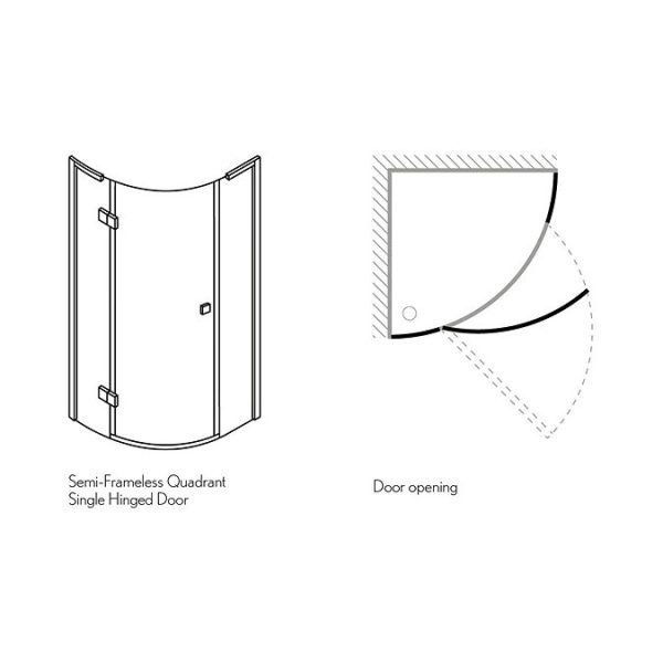 Crosswater   Design Quadrant Single Hinged Door Shower Enclosure Width 900mm - Image 2