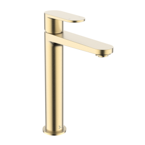 Crosswater Drift Tall Mono Basin Mixer with Clicker Waste   Brushed Brass