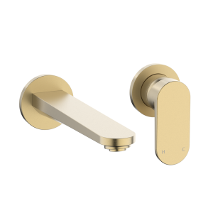 Crosswater Drift Wall Mounted 2 Hole Set Basin Mixer   Brushed Brass