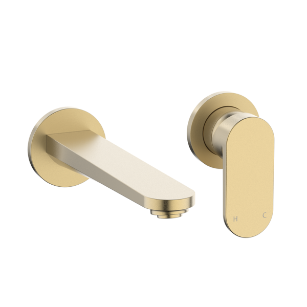 Crosswater Drift Wall Mounted 2 Hole Set Basin Mixer   Brushed Brass