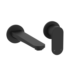 Crosswater Drift Wall Mounted 2 Hole Set Basin Mixer   Matt Black