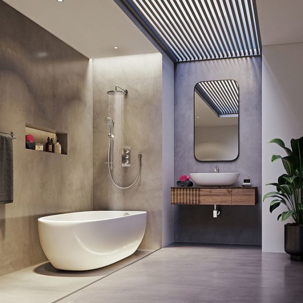 Aqualisa Dream Round Thermostatic Mixer Shower with Adjustable Head, Wall Fixed Head and Bath Fill - Image 3