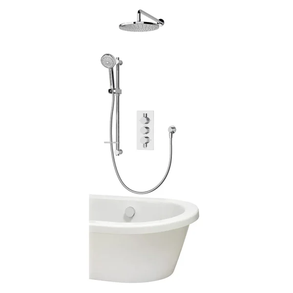 Aqualisa Dream Round Thermostatic Mixer Shower with Adjustable Head, Wall Fixed Head and Bath Fill