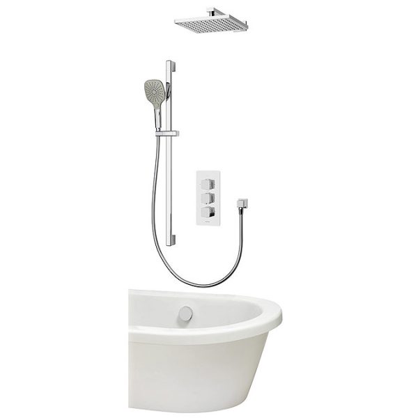Aqualisa Dream Square Thermostatic Mixer Shower with Adjustable Head, Wall Fixed Head and Bath Fill - Image 3