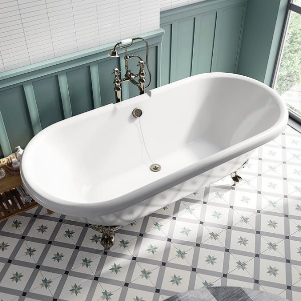 Duke 1695 Double Ended Roll Top Bath + Antique Brass Leg Set - Image 5