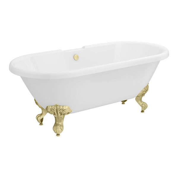 Duke 1695 Double Ended Roll Top Bath + Brushed Brass Leg Set - Image 3