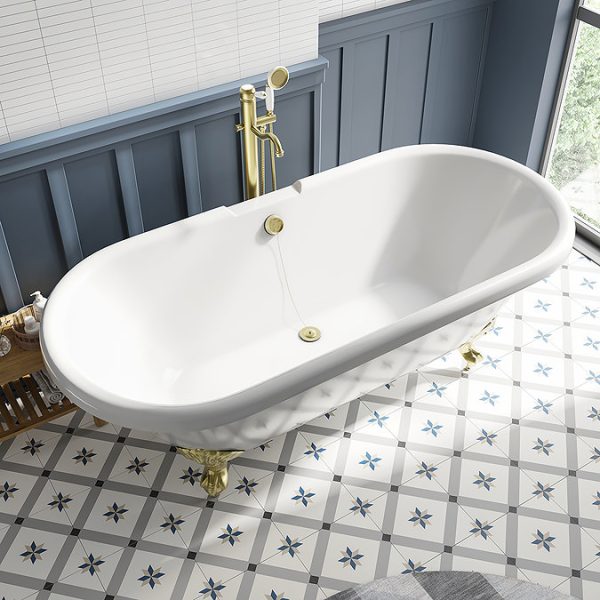 Duke 1695 Double Ended Roll Top Bath + Brushed Brass Leg Set - Image 5