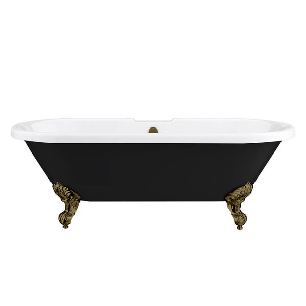 Duke Black 1695 Double Ended Roll Top Bath + Antique Brass Leg Set - Image 3