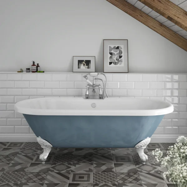 Duke Blue 1695 Double Ended Roll Top Bath w. Ball + Claw Leg Set
