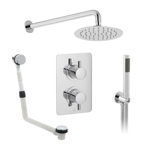 Vado Celsius Concealed 3 Outlet Thermostatic Shower Pack with Click Clack Bath Filler Waste