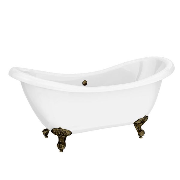 Earl 1750 Double Ended Roll Top Slipper Bath + Antique Brass Leg Set - Image 3