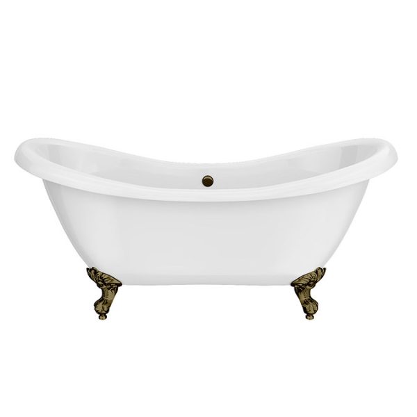 Earl 1750 Double Ended Roll Top Slipper Bath + Antique Brass Leg Set - Image 2