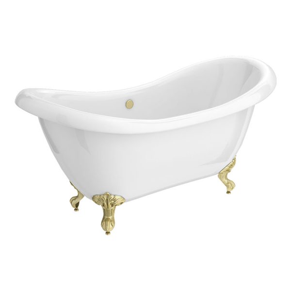 Earl 1750 Double Ended Roll Top Slipper Bath + Brushed Brass Leg Set - Image 3