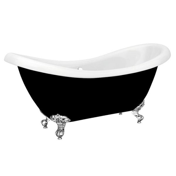 Earl Black 1750 Double Ended Roll Top Slipper Bath w. Ball + Claw Leg Set - Image 2