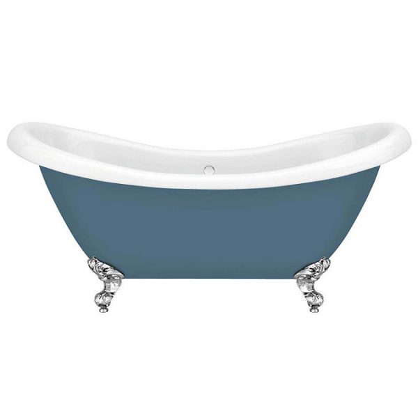 Earl Blue 1750 Double Ended Roll Top Slipper Bath w. Ball + Claw Leg Set - Image 3