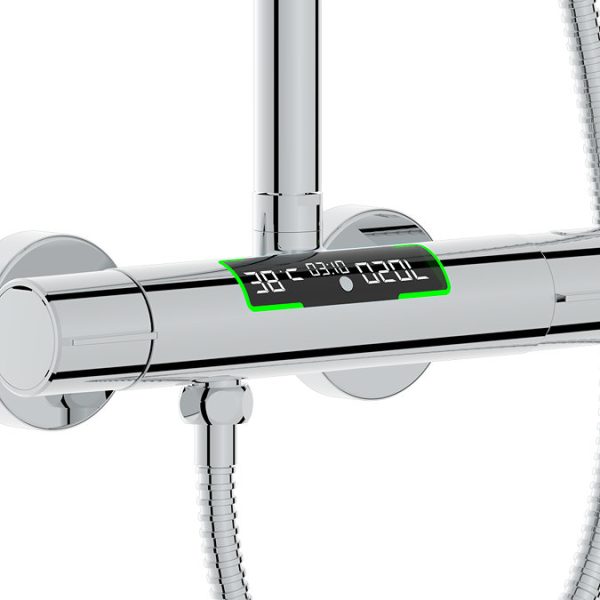 EcoDelux LED Energy Smart Meter Thermostatic Shower   Chrome - Image 3