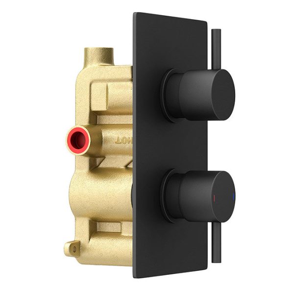 Arezzo EcoDelux Water Saving Matt Black Round Shower Package with Concealed Valve + Head - Image 8