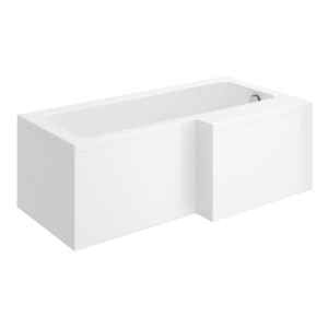 EcoDelux Premiercast Water Saving Shower Bath   1700mm L Shaped with Front Panel