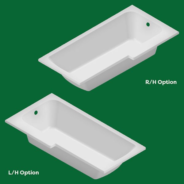 EcoDelux Water Saving Bath   1700mm L Shaped with Hinged Screen + Panel - Image 5