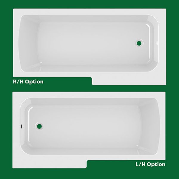 EcoDelux Water Saving Bath   1700mm L Shaped with Hinged Screen + Panel - Image 7