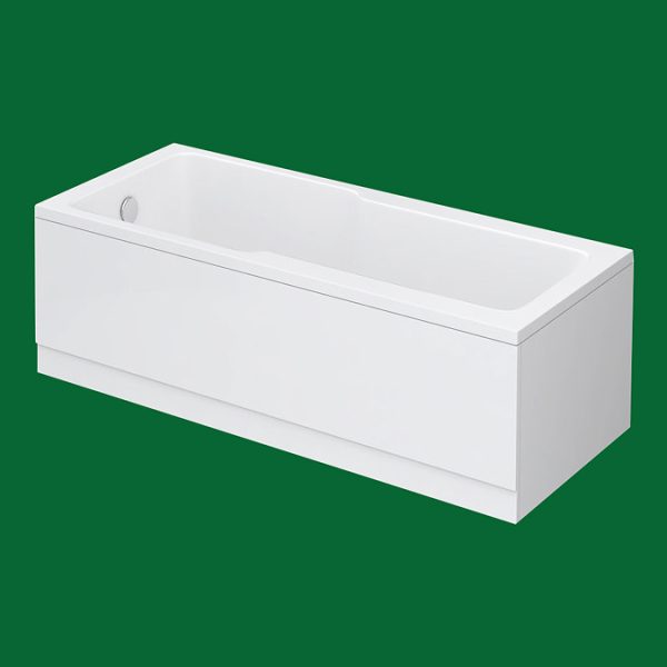EcoDelux Premiercast Shower Bath   1700 x 750 with Matt Black Bath Screen - Image 5