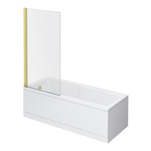 EcoDelux Premiercast Shower Bath   1700 x 750 with Brushed Brass Bath Screen - Image 7
