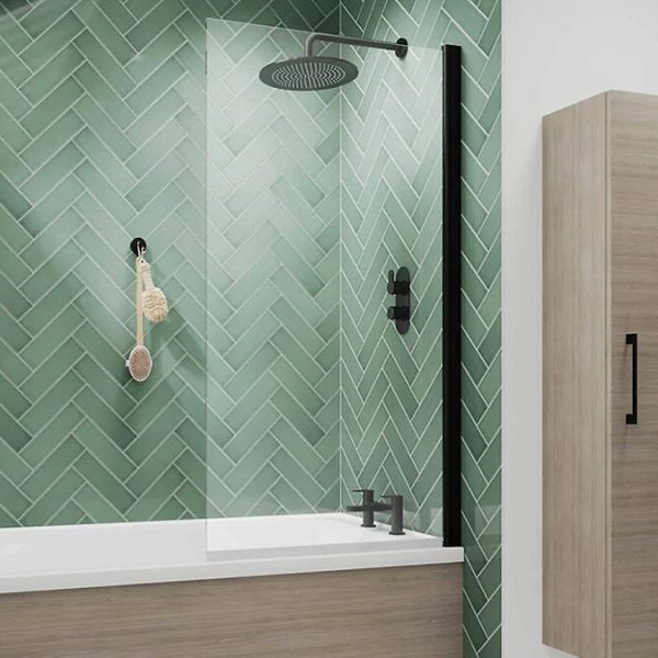 EcoDelux Premiercast Shower Bath   1700 x 750 with Matt Black Bath Screen - Image 6