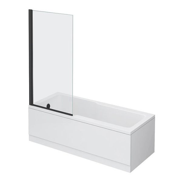 EcoDelux Premiercast Shower Bath   1700 x 750 with Matt Black Bath Screen - Image 8
