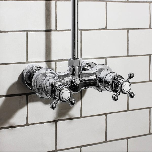 Burlington Eden Thermostatic Single Outlet Exposed Shower Bar Valve & Rigid Riser with Fixed Head - Image 4