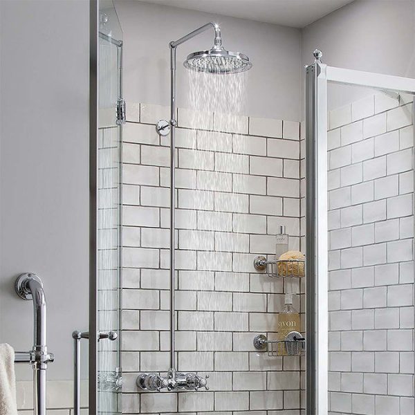 Burlington Eden Thermostatic Single Outlet Exposed Shower Bar Valve & Rigid Riser with Fixed Head - Image 2