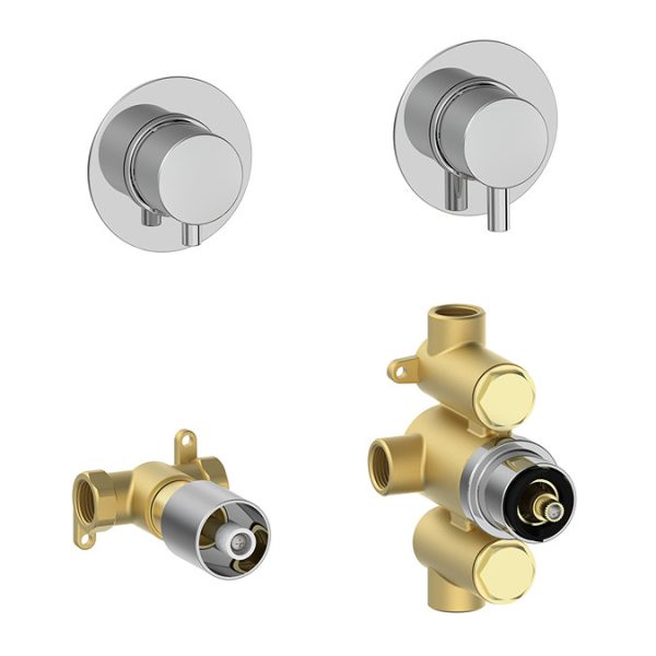 Cruze Round Concealed Individual Stop Tap + Thermostatic Control Valve with 300mm Shower Head - Image 3