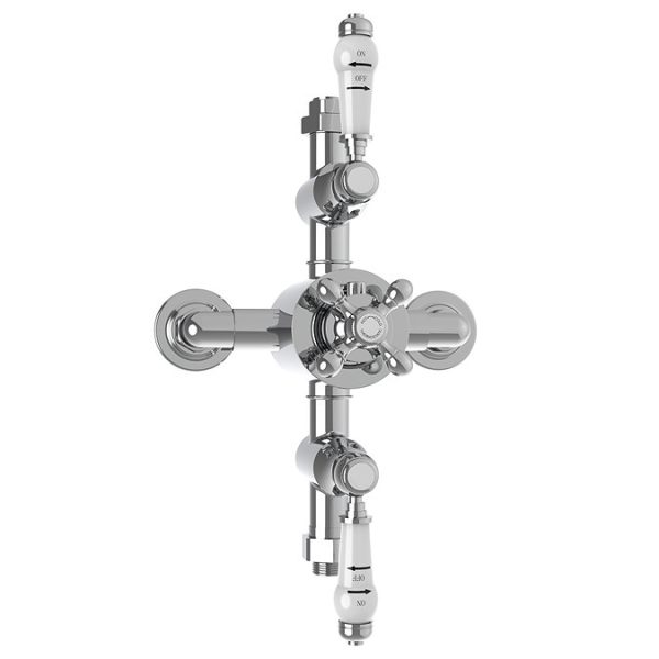 Trafalgar Triple Exposed Thermostatic Shower Valve + Slider Rail Kit with Rigid Riser - Image 3