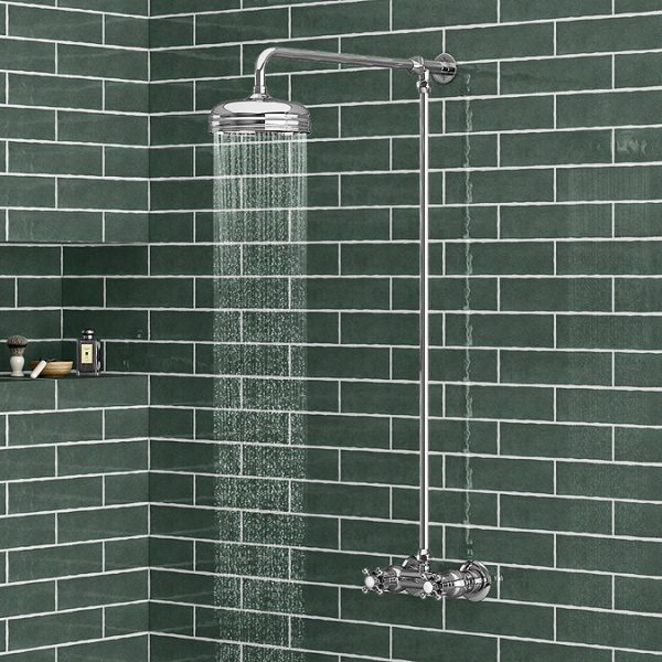 Chatsworth Thermostatic Shower Bar Valve with Rigid Riser & Fixed Head - Image 4
