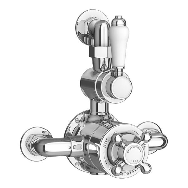 Chatsworth 1928 Twin Exposed Thermostatic Shower Pack (with Valve, Elbow + Fixed Shower Head) - Image 3