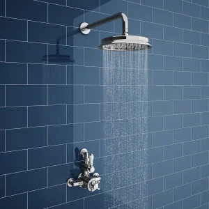 Chatsworth 1928 Twin Exposed Thermostatic Shower Pack (with Valve, Elbow + Fixed Shower Head)